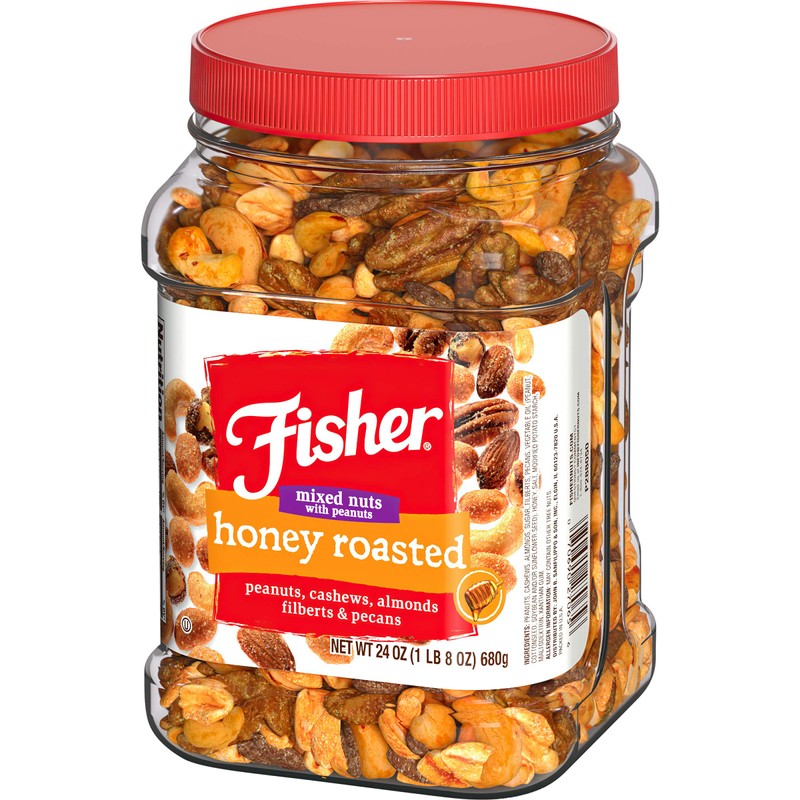 Fisher Snack Honey Roasted Mixed Nuts with Peanuts, 24 Ounces,