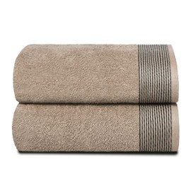 BELIZZI HOME Ultra Soft 2 Pack Oversized Bath Towel Set 28x55 inches, 100% Cotton Large Bath Towels, Ultra Absorbant Compact Quickdry & Lightweight Towel, Ideal for Gym Travel Camp Pool - Tan