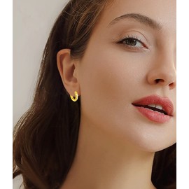 Earrings 925 Silver Hoop Earrings Small Women, 3 Pairs Earrings Hoop Silver Men's Earrings Set for Men Hypoallergenic Earrings Helix Piercings for Women Girls 8 mm 10 mm 12 mm, Brass, No Gemstone