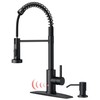 FORIOUS Black Touchless Kitchen Faucet with Soap Dispenser, Motion Sensor