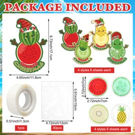 Relaxweex 24 Pcs Summer Christmas Gifts Set With Fruit Greeting Card Hot and Cold Eye Pads for Eye Strain Swelling Redness Dark Circles with Bag for Hawaiian Tropical Christmas Party Favors