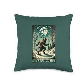 Krampus Tarot Card Art Christmas Throw Pillow