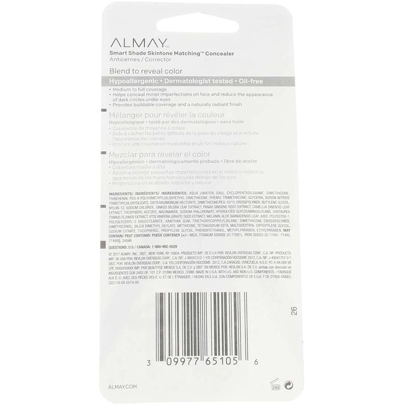 Almay Smart Shade Face Concealer, Hypoallergenic, Cruelty Free, Oil Free,
