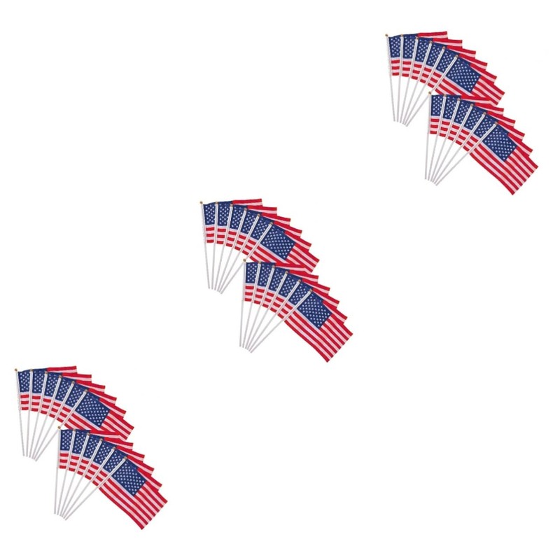 Kisangel 3sets Mini American Flags Stick Hand Waving Usa Flag