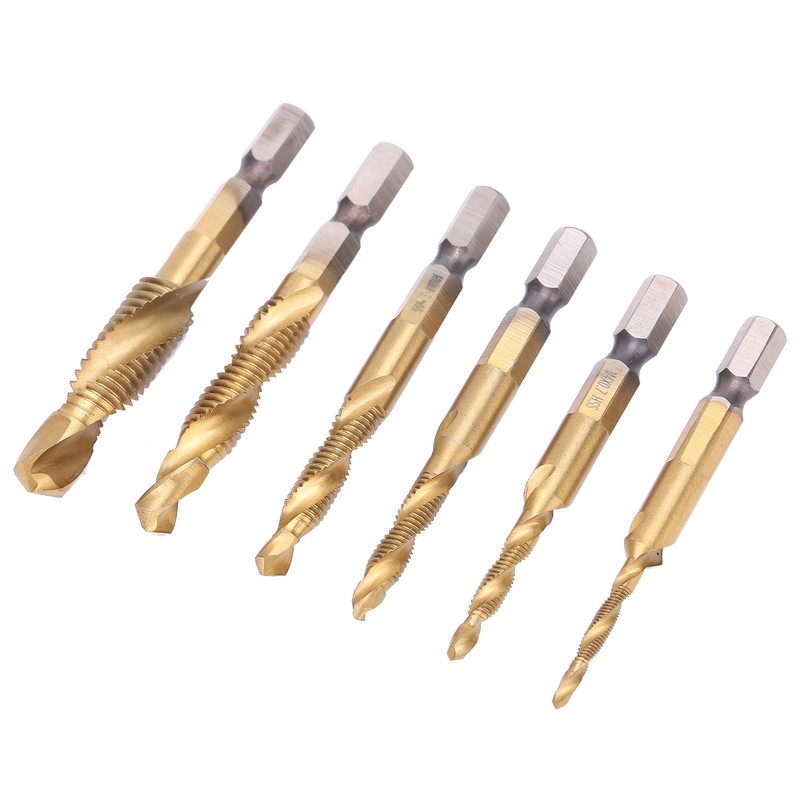 6pcs Screw Tap Drill Bits Kit 6542 High Speed Steel
