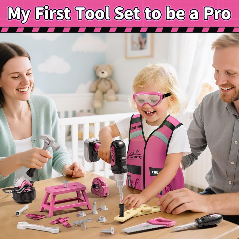 KidBloom Kids Tool Set with Toy Drill, Construction Tools with