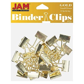 JAM PAPER Colorful Binder Clips - Small - 3/4 Inch (19 mm) - Gold Binderclips - 25/Pack