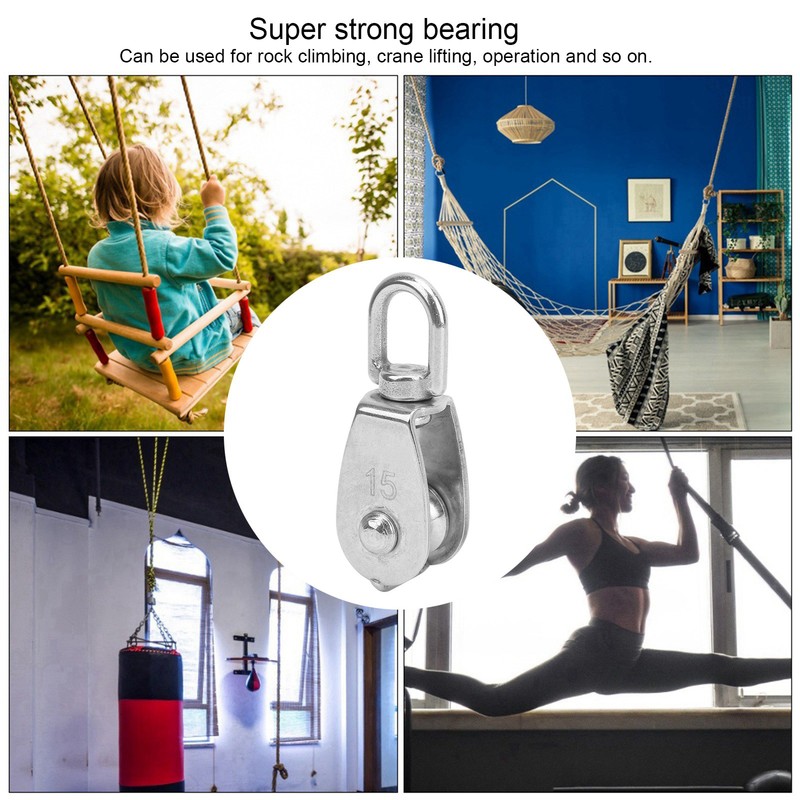 10pcs M15 Pulley 304 Stainless Steel Wire Rope AntiRust Single