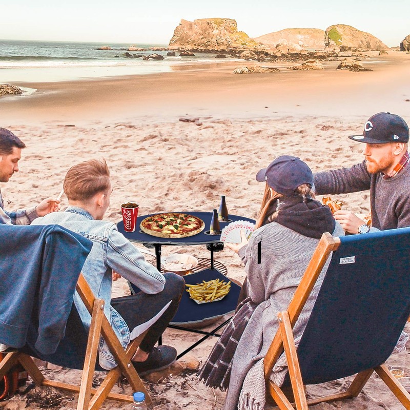 LESES Portable Picnic Table with Shelf Beach Table Outdoor Folding