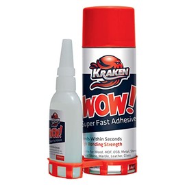 Kraken Bond Wow! CA Glue (1.70 oz.) with Spray Adhesive Activator (6.70 fl oz.) - Cyanoacrylate Glue, CA Glue with Activator, CA Glue for Woodworking, Crazy Glue, Craft Glue | Fast CA Glue | 1 Pack