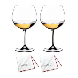 Riedel Vinum Oaked Chardonnay/Montrachet Glass (2-Piece Set) with Microfiber Polishing Cloths Bundle (3 Items)
