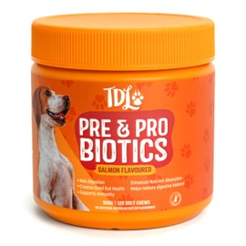 The Dog Lady (TDL) The Dog Lady (TDL) Pre & Probiotic Chews for Dogs C 120 Soft Chews C Supports Gut Health, Digestion & Immunity C Salmon Flavour Dog Probiotic Supplements