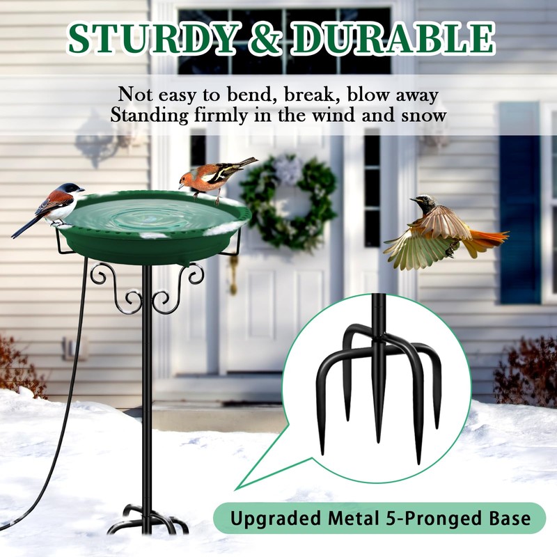 Lovppy Heated Bird Bath, 100W Thermostatically Controlled Heated Bird Baths