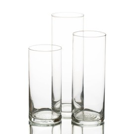 Eastland Glass Cylinder Vases 3 Pack. 7.5" | 9" | 10.5" Heights. Perfect Wedding, Event, Home Decor