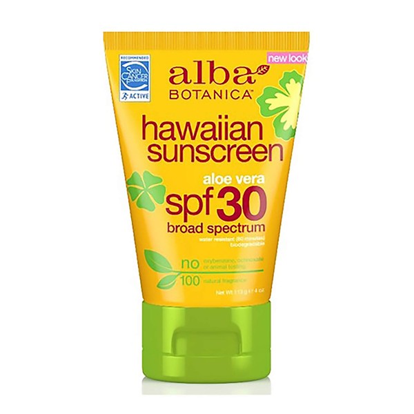 Alba Botanica Hawaiian Sunscreen Lotion, SPF 30, Aloe Vera, 4 Oz (Packaging May Vary)