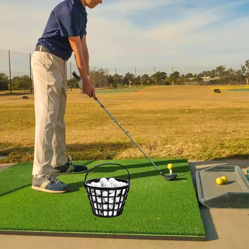 Golf Ball Basket Container Case Bucket with Handle,Holds 50 Balls,Black