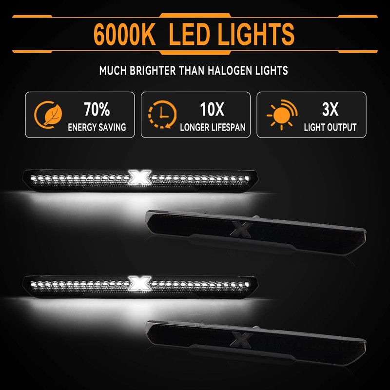 White LED Side Marker Lights for 2020-2025 GMC Sierra 2500HD