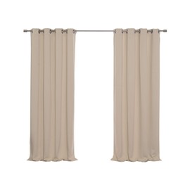 Best Home Fashion Thermal Insulated Blackout Curtains - Stainless Steel Nickel Grommet Top - Beige - 52" W X 96" L - (Set of 2 Panels) …