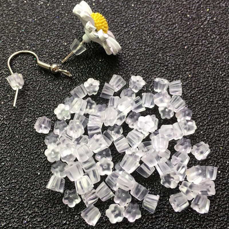 Silicone Earring Backs, 200 Pack Clear Hypoallergenic Replacement Stoppers for