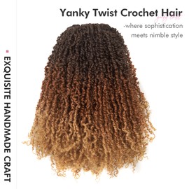 Yanky Twist Crochet Hair - 12 Inch 8 Packs (30 Strands/Pcs) Fluffy Spring Mini Twist Passion Twist, 3 Brown Highlight 3 Tones Pre-Looped Crochet Braids Braiding Hair (12 Inch, OT4/30/27-8P)