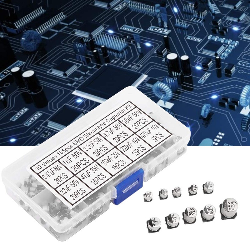165 Capacitors, Smd Aluminium Electrolytic Capacitors Boxed Portable Classification Kit