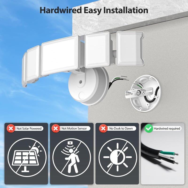 Olafus 100W Flood Light Outdoor 2 Pack, Switch Controlled 10000LM,