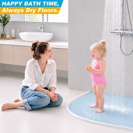Zehiels 39" Shower Threshold Water Dam Self-Adhesive Silicone Water Barrier & Shower Water Guard Collapsible Stopper for Walk-In & Curbless Showers Keeps Floor Dry