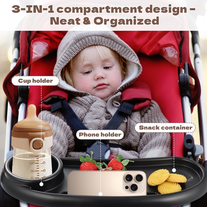 CebraBounze Snack Tray Compatible with Nuna, Universal Stroller Snack Tray
