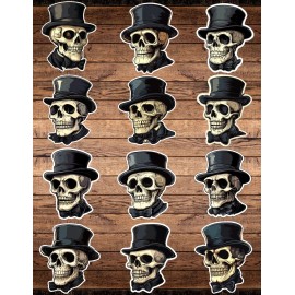 Unbranded Dapper Skeleton Die Cut Vinyl Stickers Set Scrapbooking Laptop WaterBottle