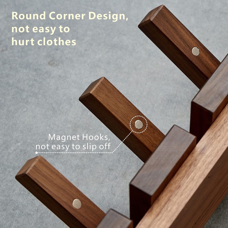 QUELLANCE Wooden Coat Hooks Wall Mounted, Coat Rack Hanger Wall