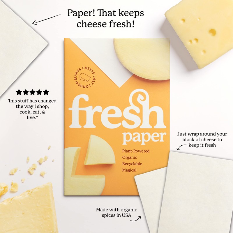 THE FRESHGLOW Co FRESHPAPER Food Saver Sheets for Cheese, 8