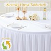 8 Pack White Round Tablecloth 60 inch Stretch Spandex Fitted