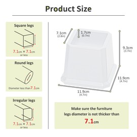Lutown-Teen Bed Risers 3 inch Heavy Duty Furniture Risers for Sofas, Chair Risers Sofa Risers Table Risers Set of 4 Pack, White