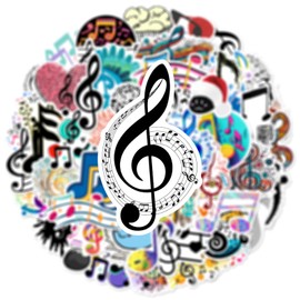 60Pcs Music note stickers for Skateboard,Guitar,Laptop,Water Bottle，Helmet,Scrapbook,Luggage,Bumper,Computer,Trendy Music Sticker,Aesthetic Music Lovers Waterproof Decals,Gift for Kids Adults Girls