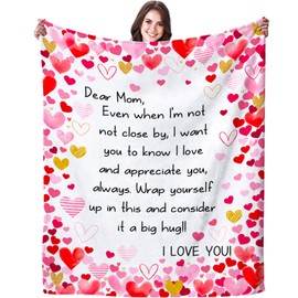 Gifts for Mom Blanket,Mom Heart Blanket Gifts from Daughter Son,Mom Birthday Gifts,I Love You Mother Gift Ideas,Super Warm Soft Flannel Throw Blanket 60"x50"