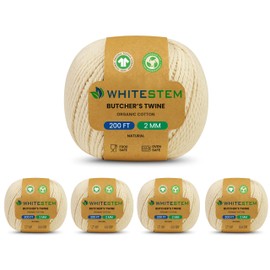 WHITESTEM Organic Natural Twine – 1000 Feet - 16 PLY Strong Cotton String for Gift Wrapping, Baking, Crafts, Butchering, Holiday Décor, DIY Projects, Packaging & Pastry Boxes