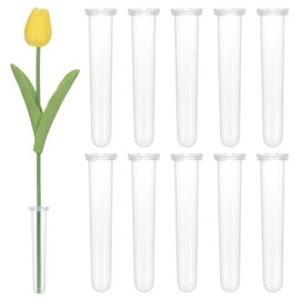 M METERXITY 20-Pack Floral Water Tubes, 4.3 Inch / 11cm Plastic Flower Tubes with Caps for Flower Arrangements, Fresh Flower Water Tubes [Transparent]