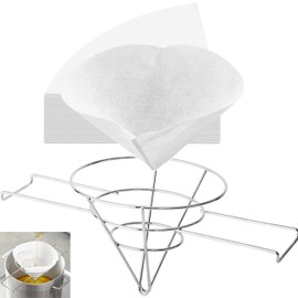 (50 Filters+) Deep Fryer Oil Cone Filters with Commercial 10" Deep Fryer Oil Filters Stand, for cooking oil filters Non-Woven Premium Cones (10" Stand with 50 Filter Cones)