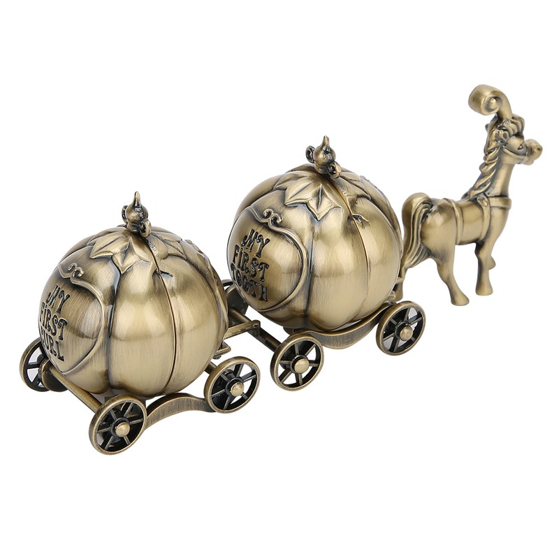 Tooth Collection Box Metal Pumpkin Carriage Shape Exquisite Vintage Craft