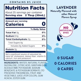 Jordan's Skinny Mixes Sugar Free Syrup, Lavender, Fruit Flavored Water Enhancer, Drink Mix for Iced Tea, Lemonade, Drinks, Low Calorie Water Flavoring, Dairy & Gluten Free Kosher, 25.4 Fl Oz