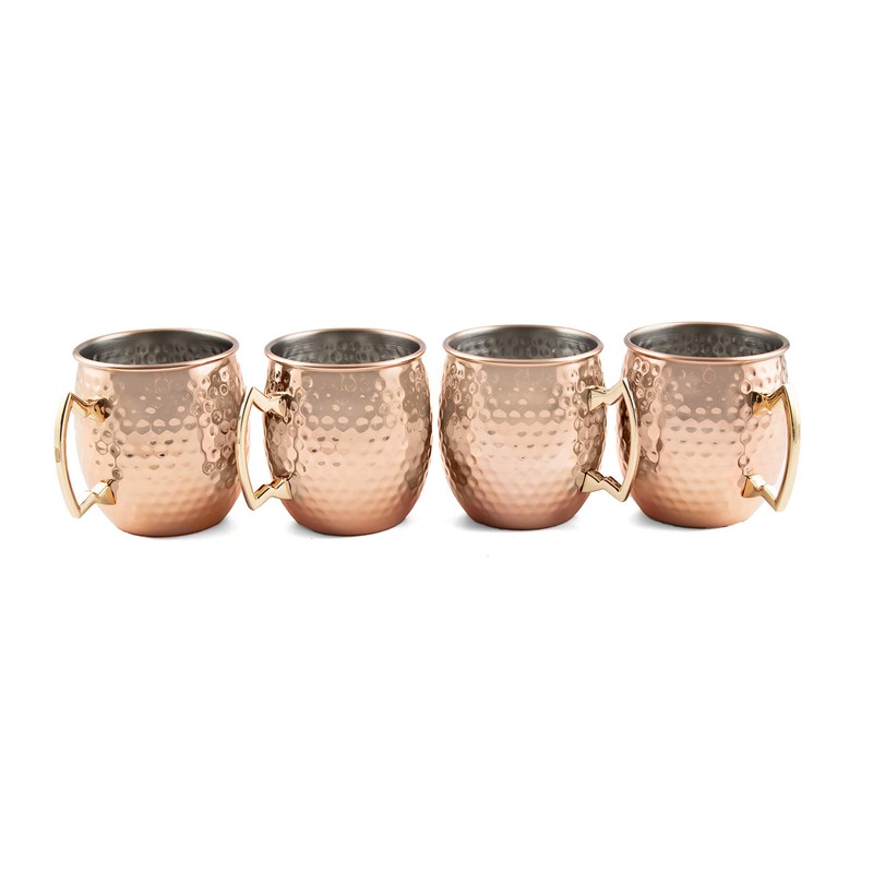 Cambridge Silversmiths Hammered Copper Moscow Mule, Set of 4, 20