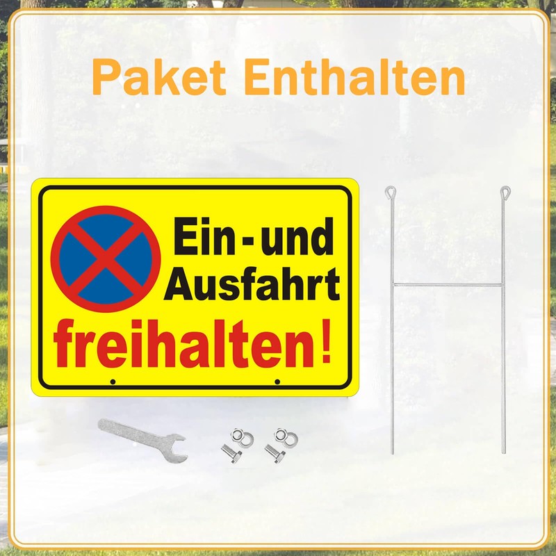 Signs Entryway Ausfahrt Freihalten with Posts 30 x 20 cm