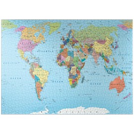 Color World Map - Borders, Countries, Roads and Cities - Premium 1000 Piece Jigsaw Puzzle for Adults