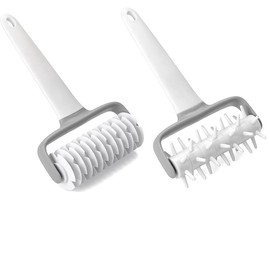 Pizza Dough Docker and Lattice Roller Cutter Plastic Cookie Pie Pizza Bread Pastry Crust Roller, 2Pcs Pizza Dough Docker Roller Plastic Pastry Docker Roller,Pizza Pie Pastry Dough Docker Pizza Roller