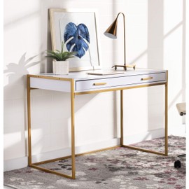 Safavieh Home Office Elodie Modern White and Gold 1-drawer Desk