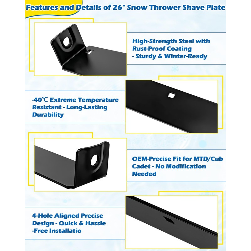 IWIWE 26" Snow Blower Scraper Bar Shave Plate - Replaces