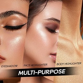 Paleta de Polvo de Iluminador Rosa Horneado, Paleta de Polvo de Iluminador de Maquillaje Acabado Sutil y Brillante Iluminadores Faciales de Maquillaje