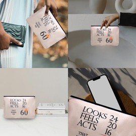 Happy 60th Birthday Gifts for Women Grandma Cosmetic Bags for Mom 60 Years Old Birthday Gifts for Her Wife 60yr Old Birthday Gifts for Her GF Gift Ideas 60 Birthday Gifts for Aunt Sister Gifts