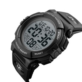 Datirzyx Easy-to-Read Digital Watch, Men's, Large Screen Display with Large Characters Display, Waterproof Watch, Digital Watch, Sports Watch, Running, Stopwatch, Alarm, Hourly Signal, Japanese