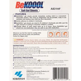 Be Koool: Kids 8 Hour Soft Gel Sheets w/Cooling Relief Fever Reducer, 4 Count (Pack of 5)